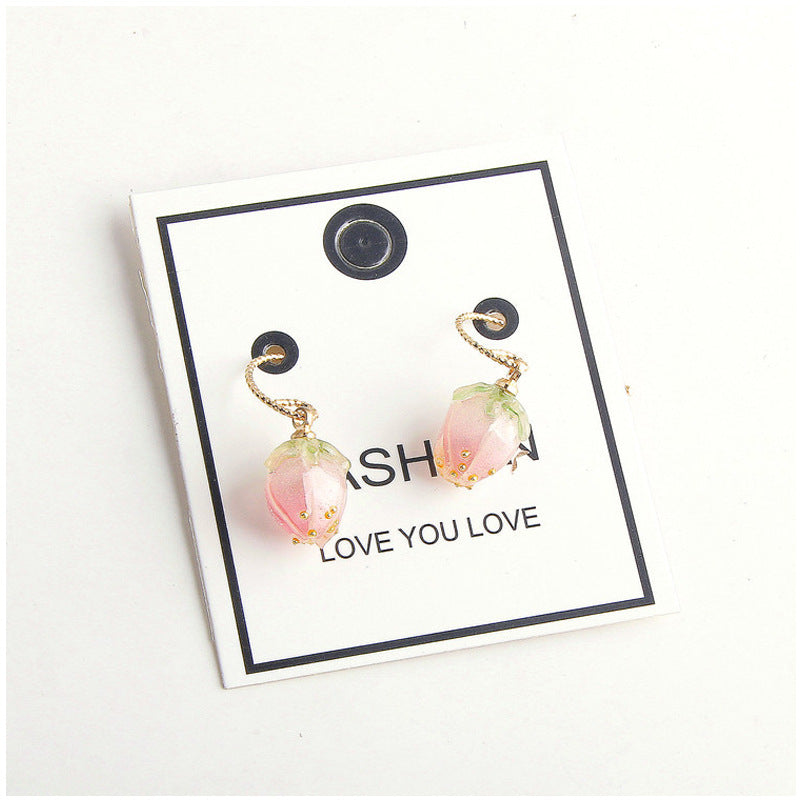 Fresh and Small Cute Pink Resin Strawberry Pendant DIY Bracelet Earrings Handmade Material Accessories