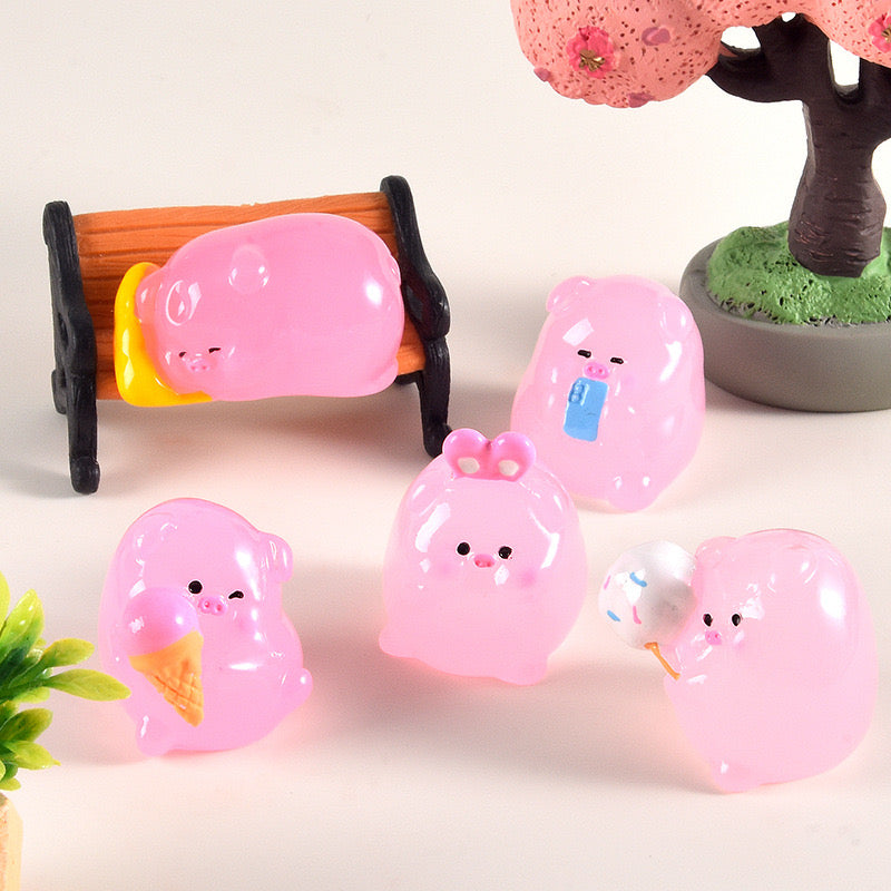 Luminous Pink Cute Piggy Charms