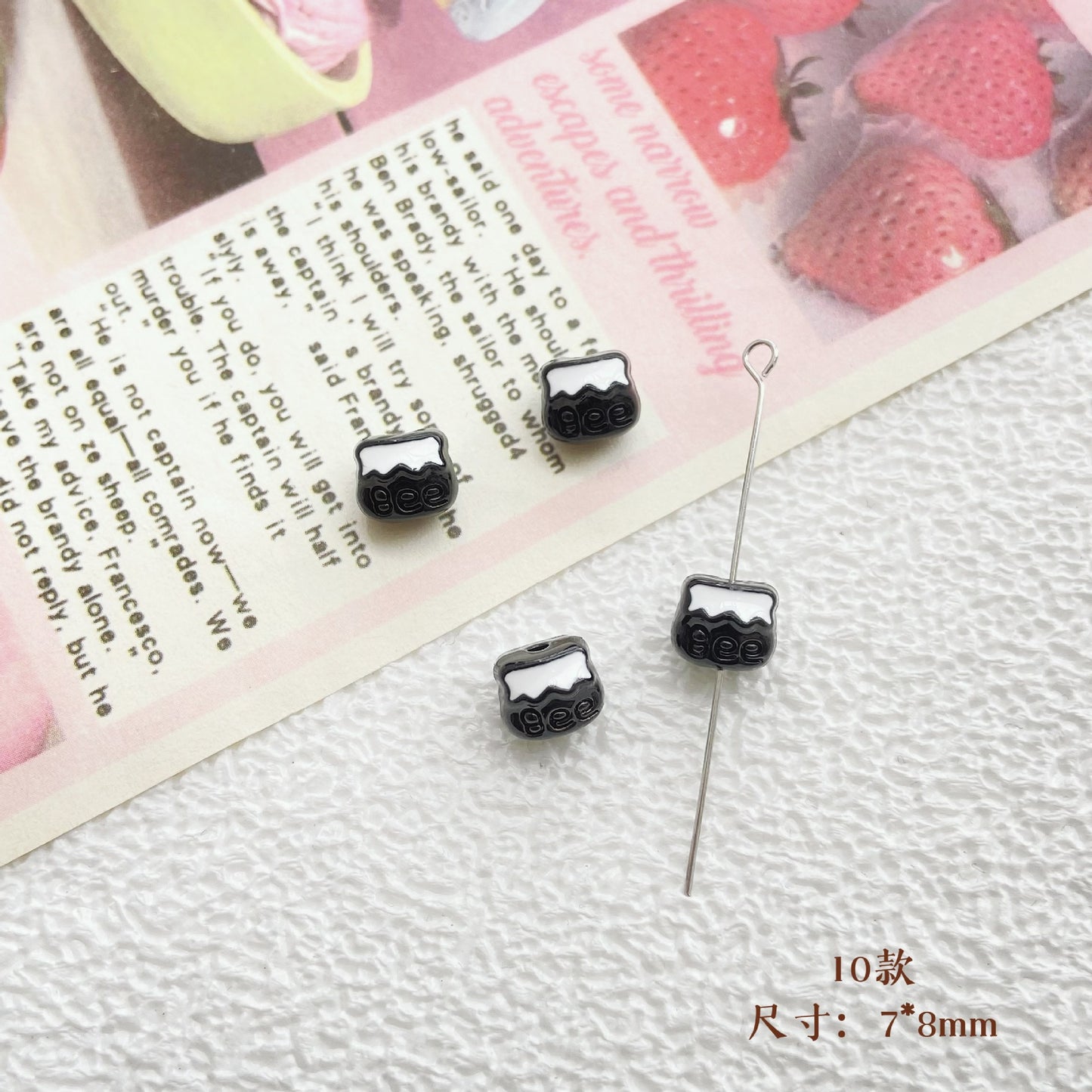 10Pcs Color Splicing Bow Alloy Letter Love Wings Kitten Gloves DIY Beaded Bracelet Mobile Phone Chain Material