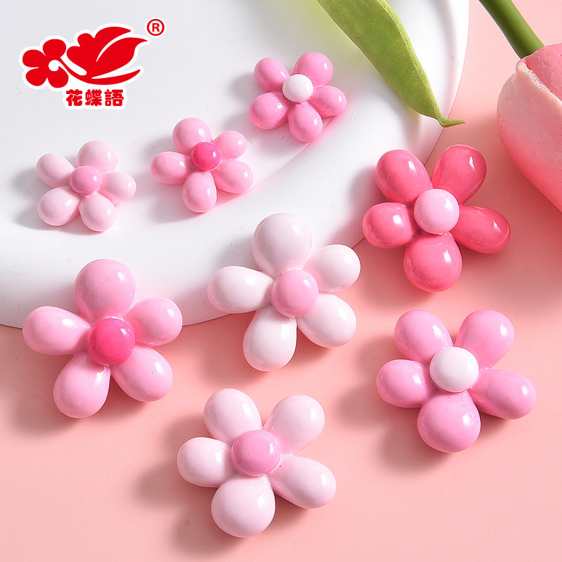 Sweet five-petal flower resin accessories, handmade DIY material