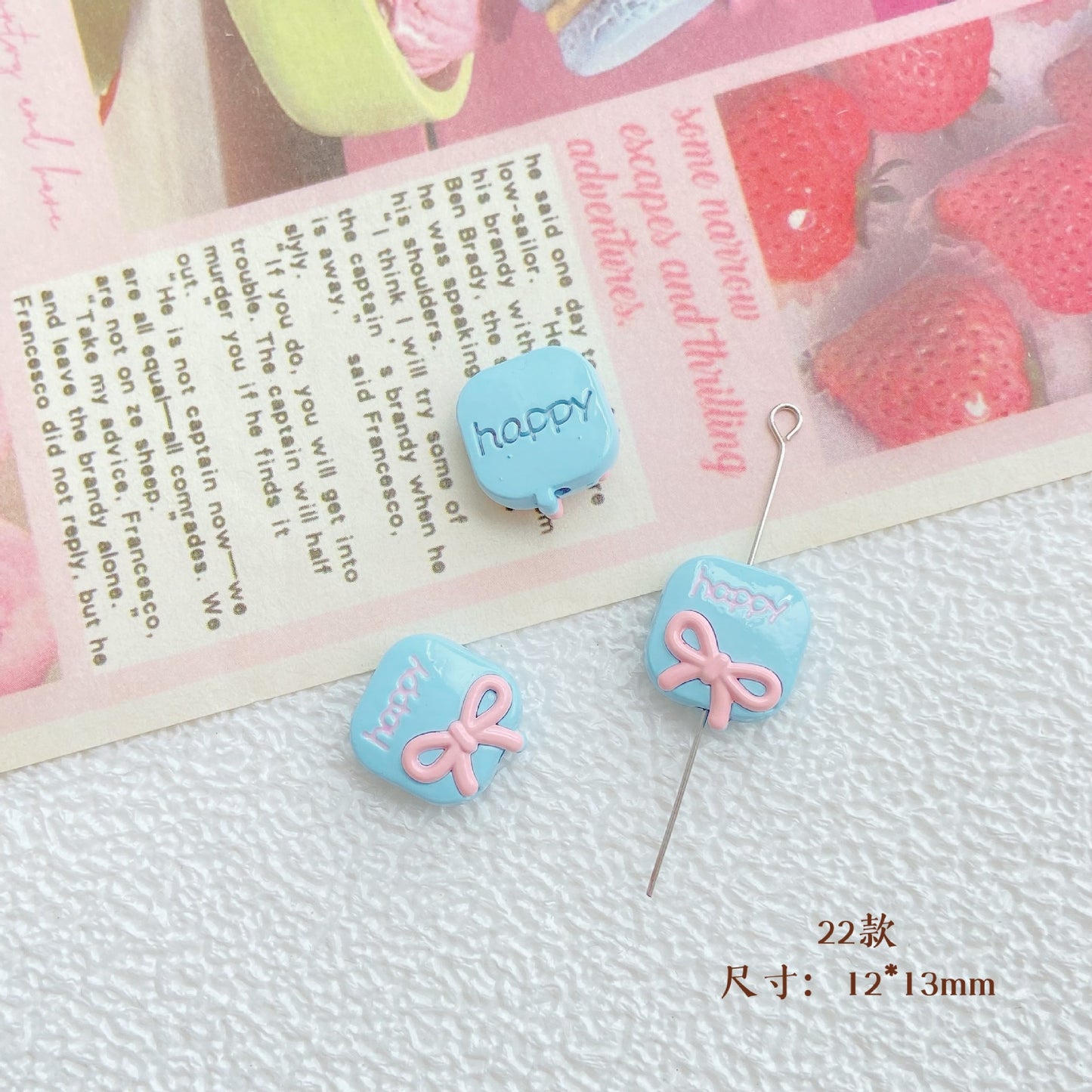 10Pcs Color Splicing Bow Alloy Letter Love Wings Kitten Gloves DIY Beaded Bracelet Mobile Phone Chain Material