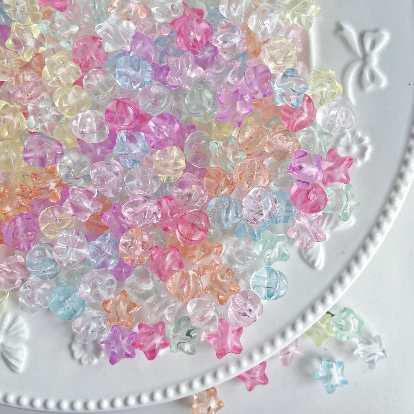 Acrylic transparent pentagram ice crack through hole beads DIY