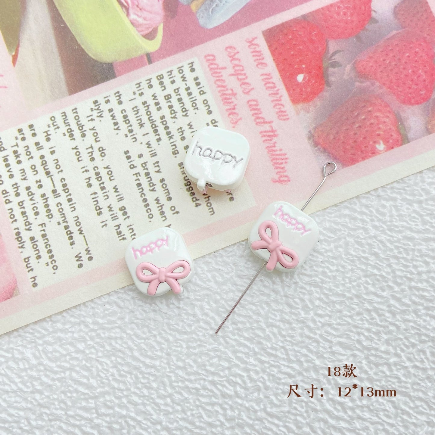 10Pcs Color Splicing Bow Alloy Letter Love Wings Kitten Gloves DIY Beaded Bracelet Mobile Phone Chain Material