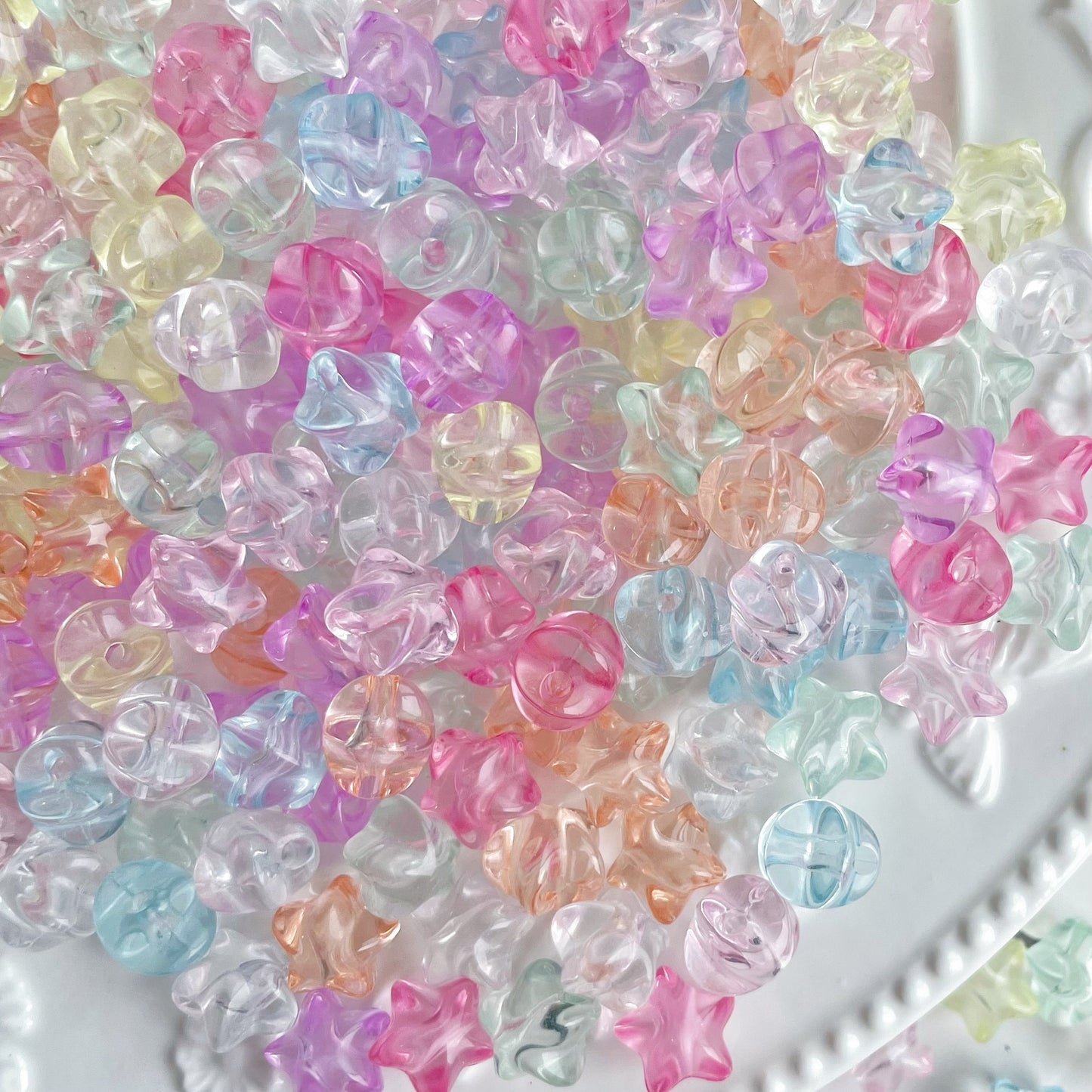 Acrylic transparent pentagram ice crack through hole beads DIY