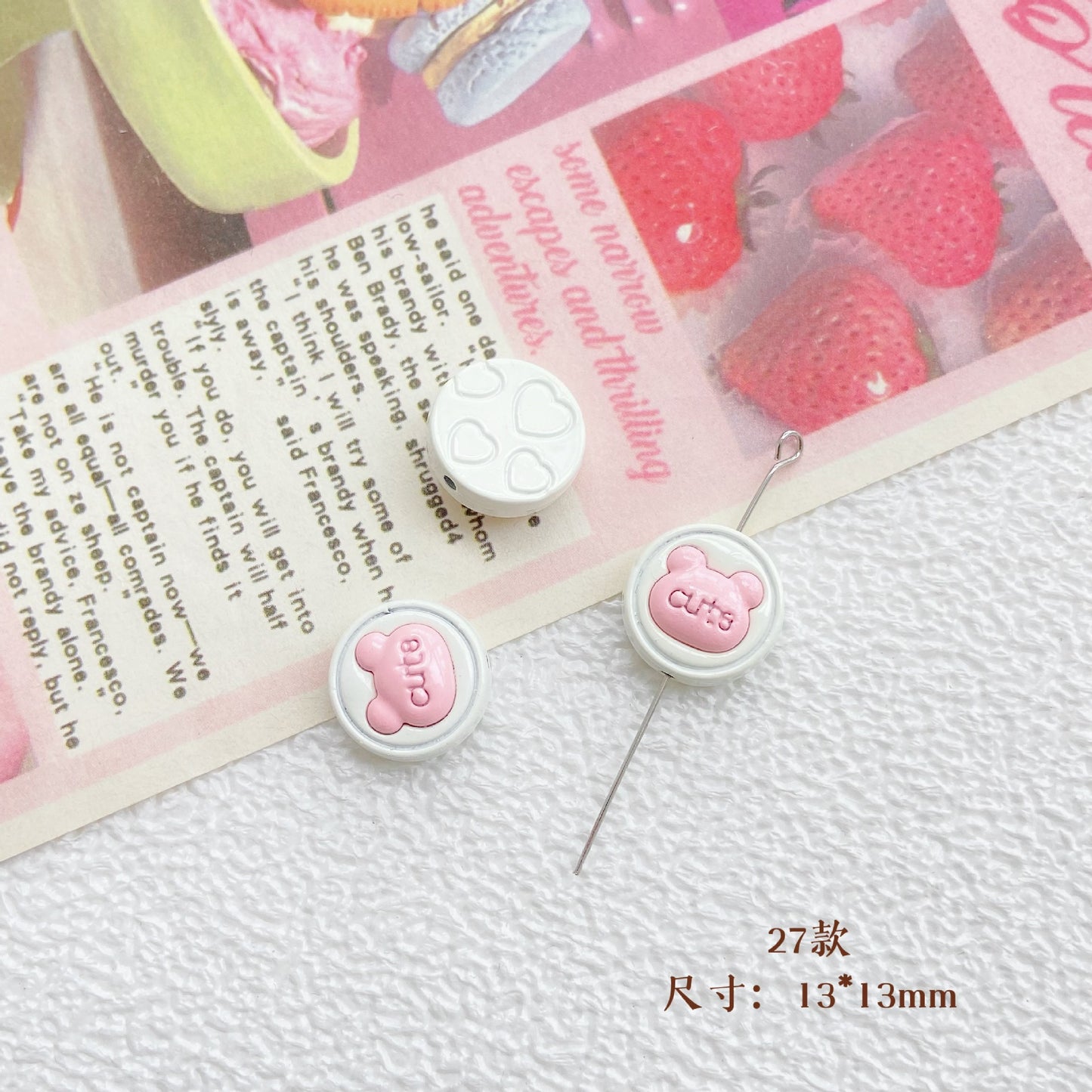10Pcs Color Splicing Bow Alloy Letter Love Wings Kitten Gloves DIY Beaded Bracelet Mobile Phone Chain Material