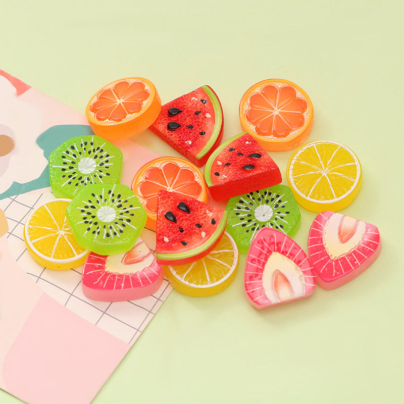 Simulation Fruit Kiwi Fruit Watermelon Strawberry Slice DIY Cream Glue Hair Accessories Keychain Shoe Flower Resin Jewelry