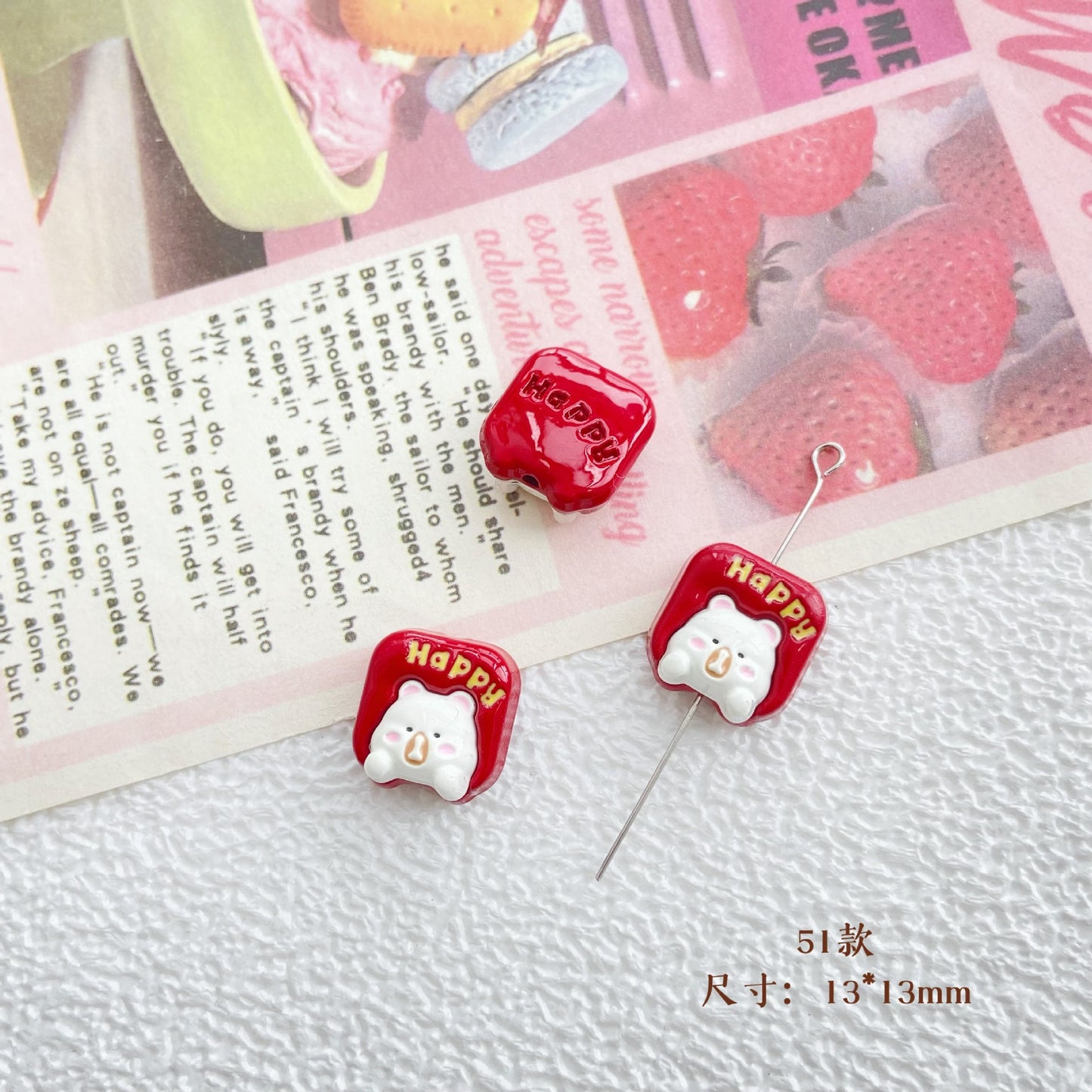 10Pcs Color Splicing Bow Alloy Letter Love Wings Kitten Gloves DIY Beaded Bracelet Mobile Phone Chain Material