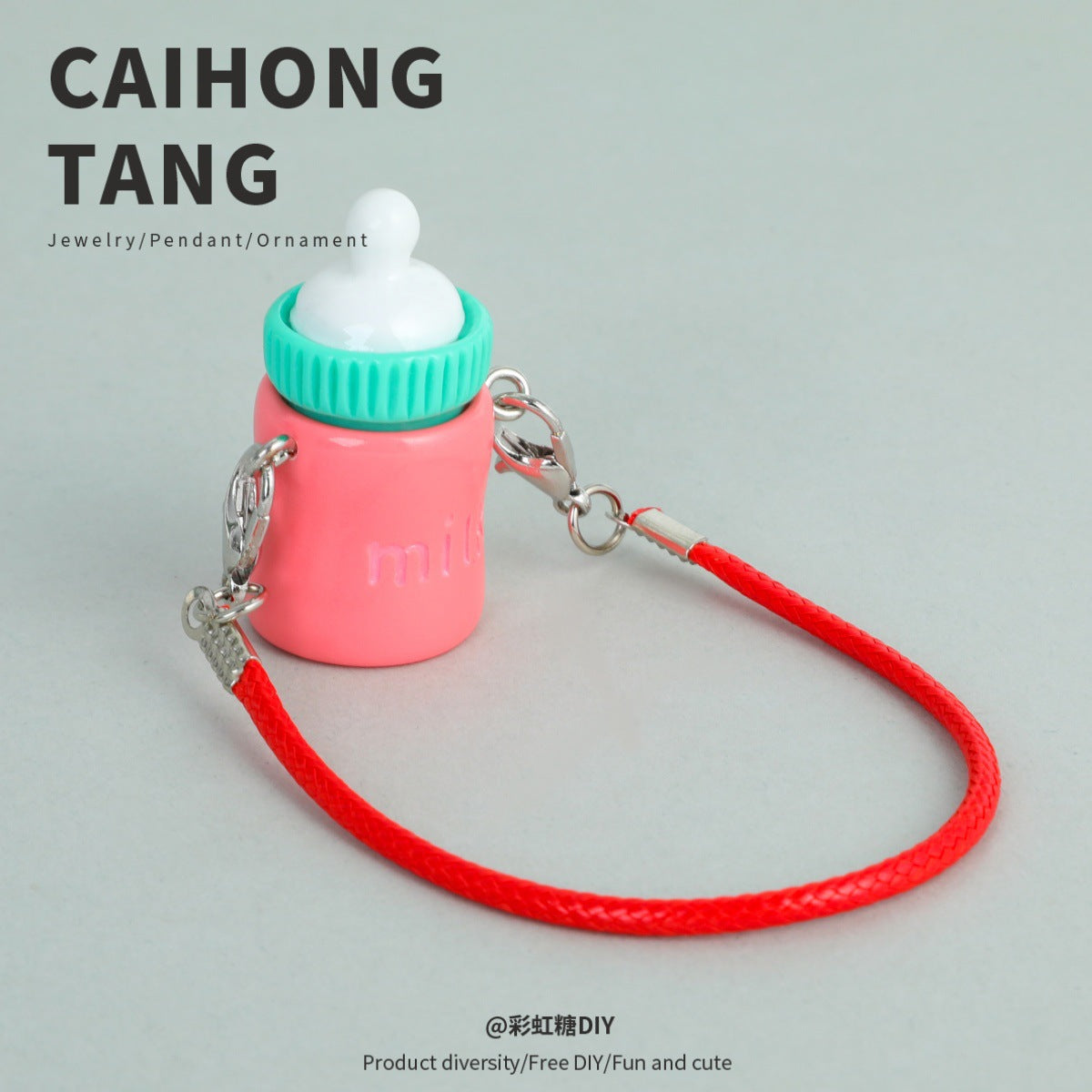 2pcs Cute Lanyard Bottle Resin Creative Cotton Keychain Pendant.