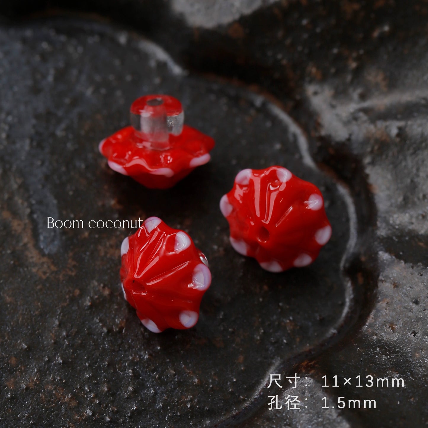 2pcs Handmade Glazed Mushroom Beads DIY Beaded Material-5821