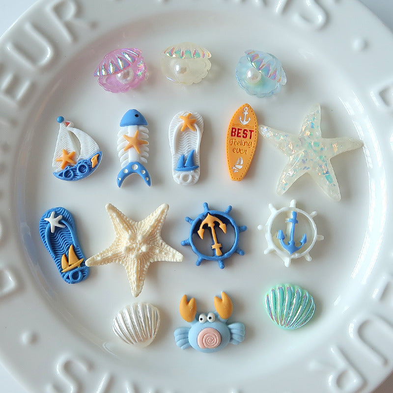 Hot-selling Ocean Wind Series Sailing Boat Anchor Resin Accessories DIY Mobile Phone Case Keychain Manual Material Wholesale