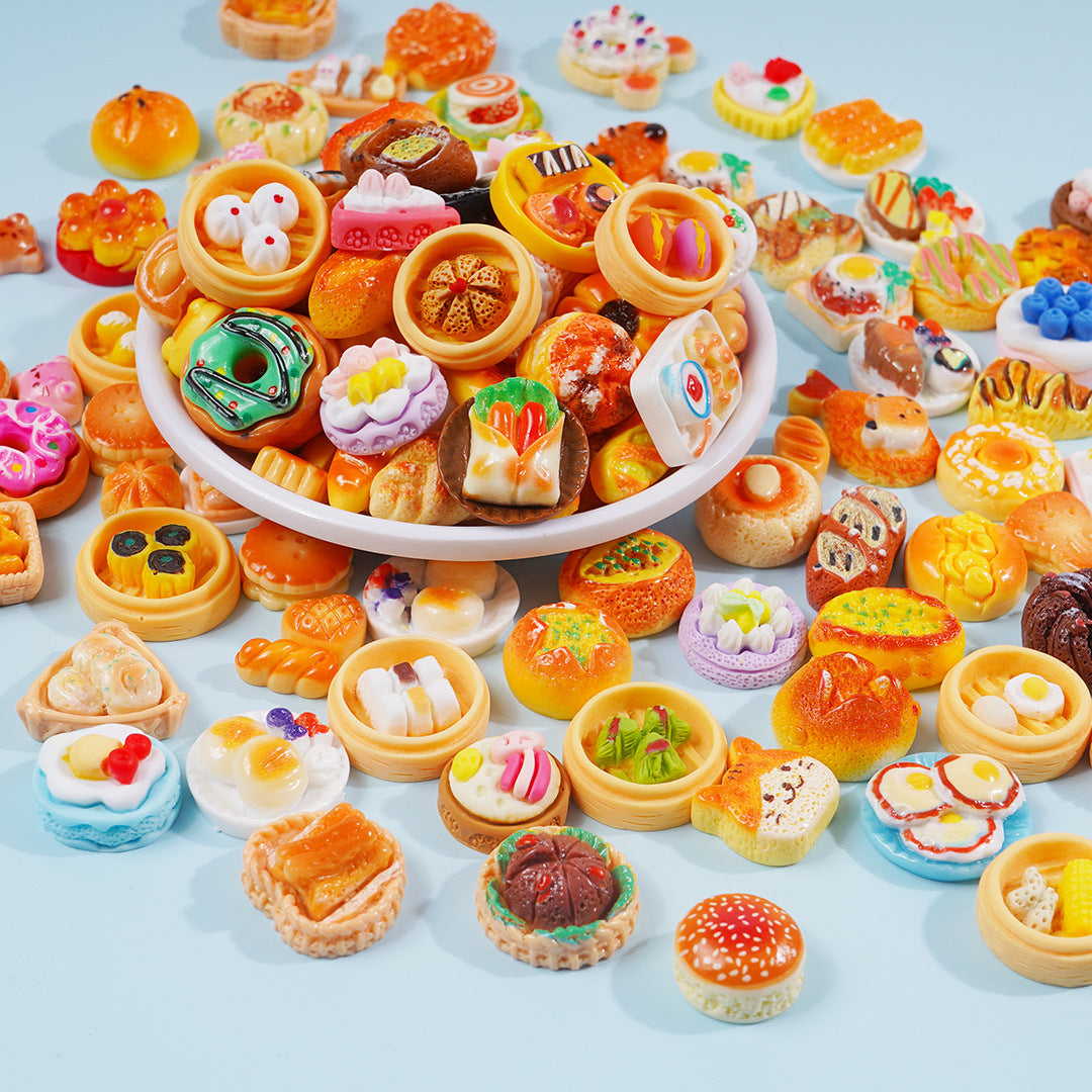 20PCS Simulated food and play miniature bread mixed DIY resin jewelry accessories toy supermarket