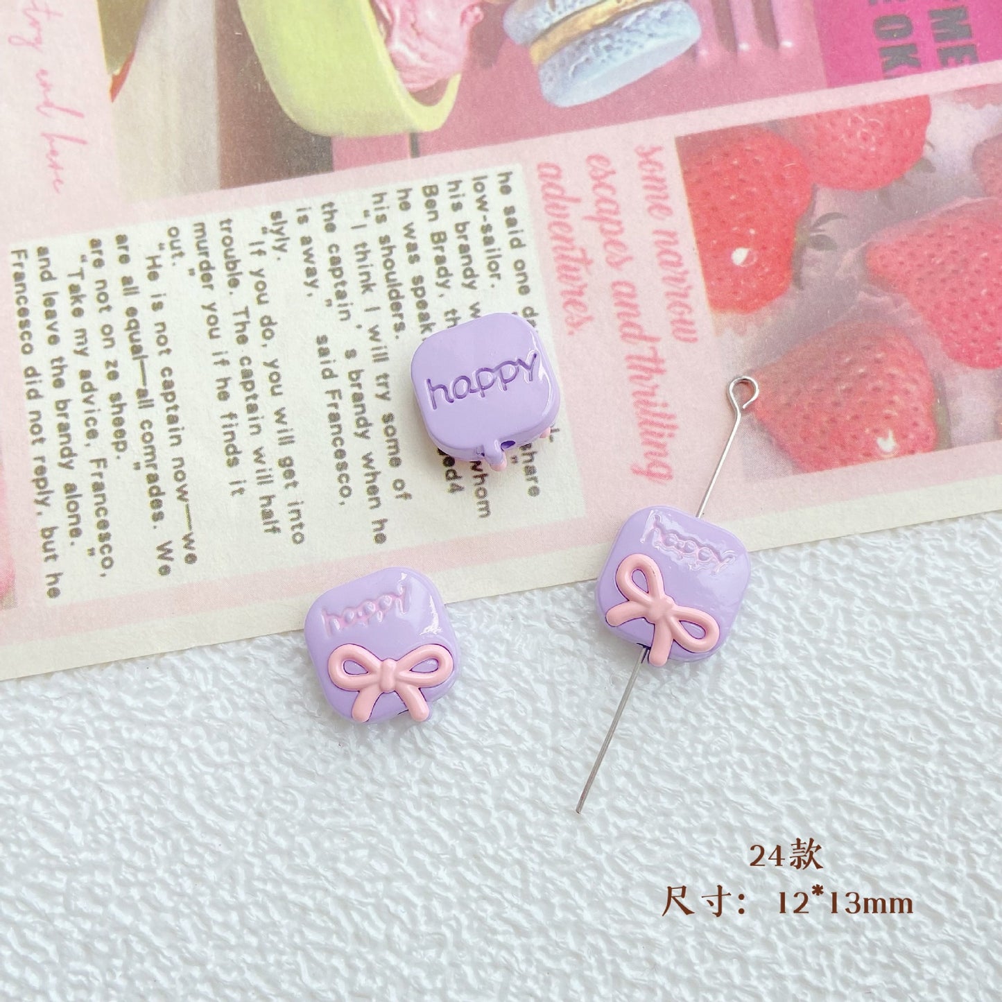 10Pcs Color Splicing Bow Alloy Letter Love Wings Kitten Gloves DIY Beaded Bracelet Mobile Phone Chain Material