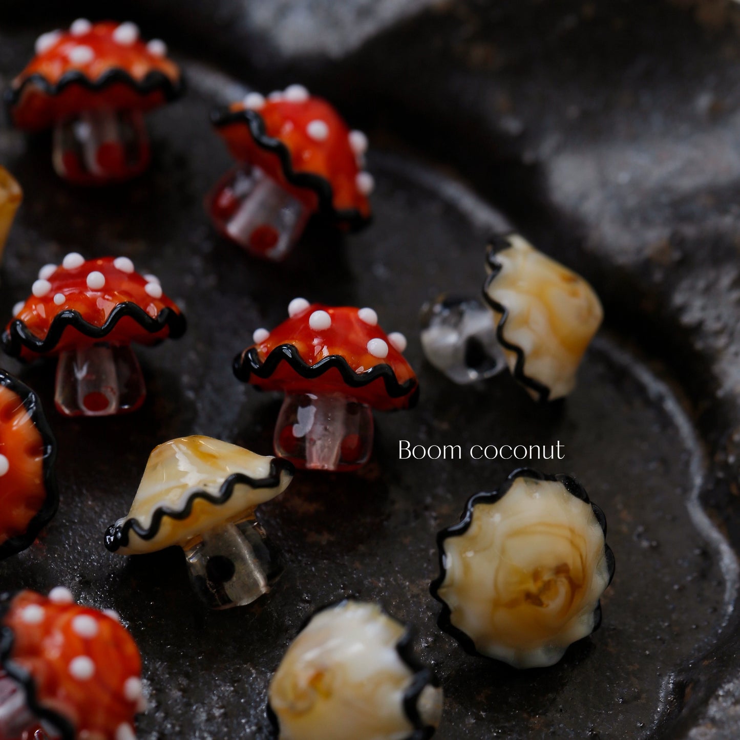 2pcs Handmade Glazed Mushroom Beads DIY Beaded Material-5821