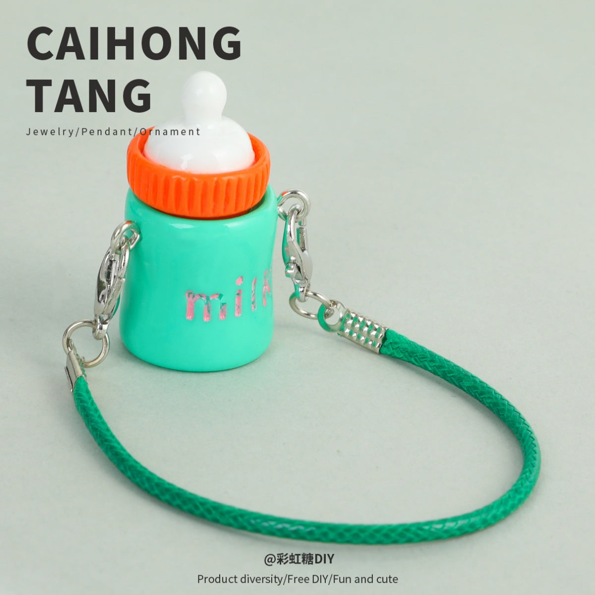 2pcs Cute Lanyard Bottle Resin Creative Cotton Keychain Pendant.