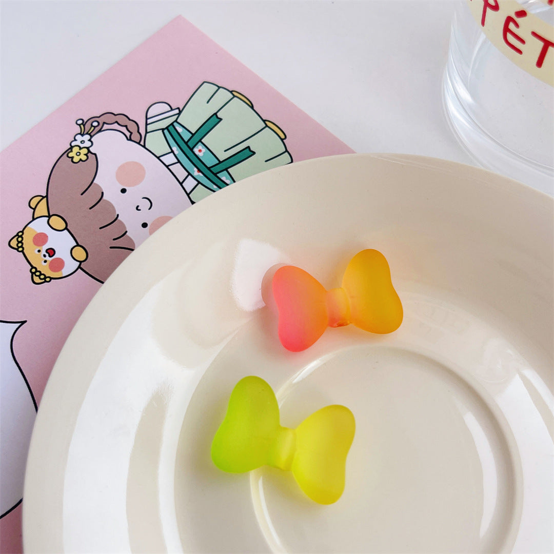 12pcs/ Acrylic Three-dimensional Two-color Rubber Bow DIY Handmade Cream Glue Accessories Mobile Phone Case Hairpin Accessories