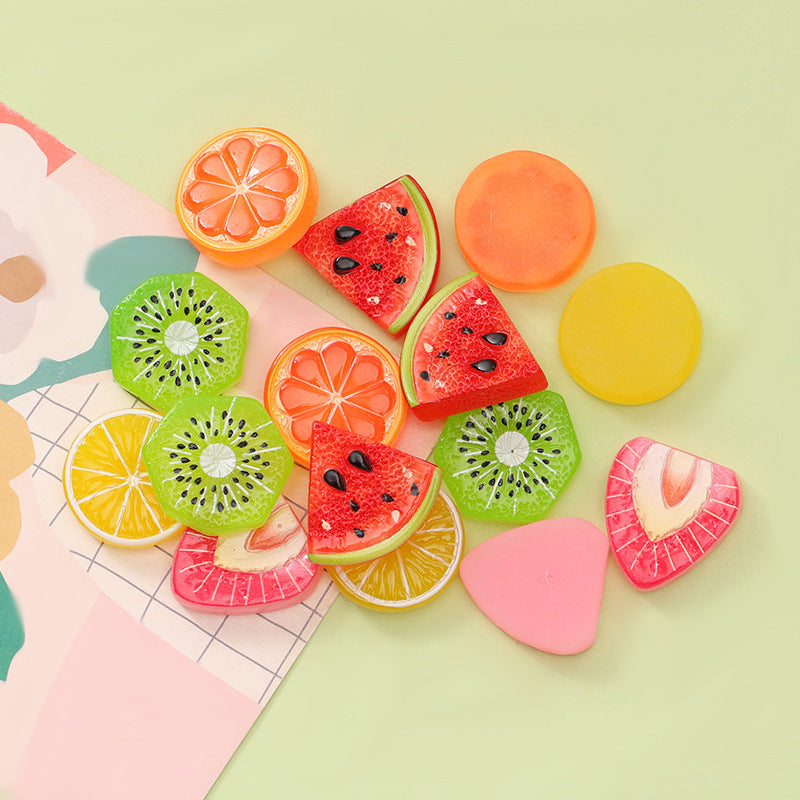 Simulation Fruit Kiwi Fruit Watermelon Strawberry Slice DIY Cream Glue Hair Accessories Keychain Shoe Flower Resin Jewelry