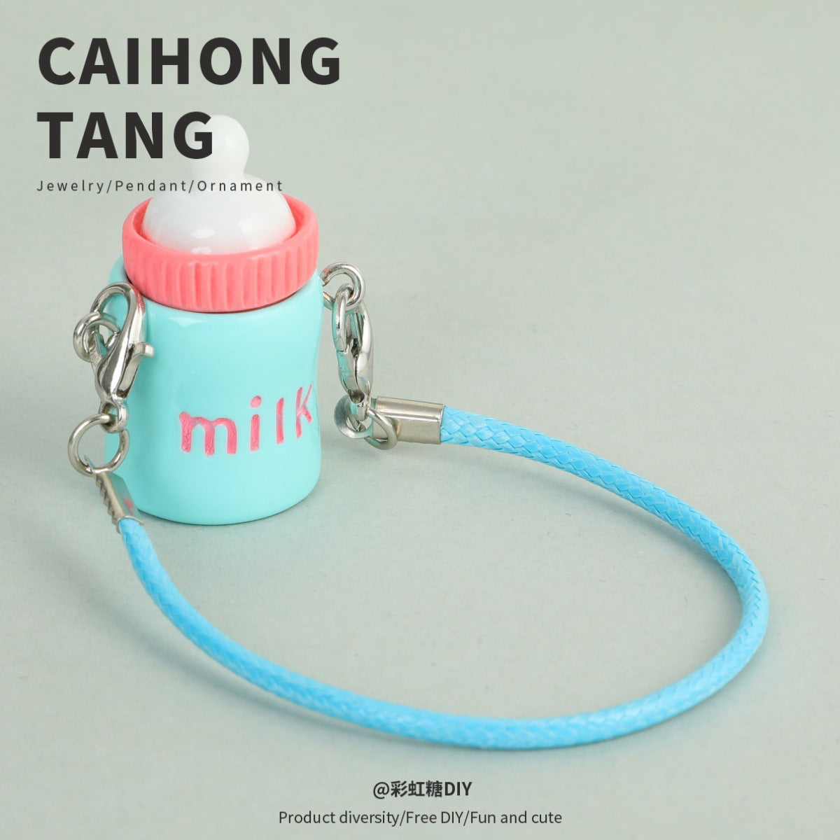 2pcs Cute Lanyard Bottle Resin Creative Cotton Keychain Pendant.