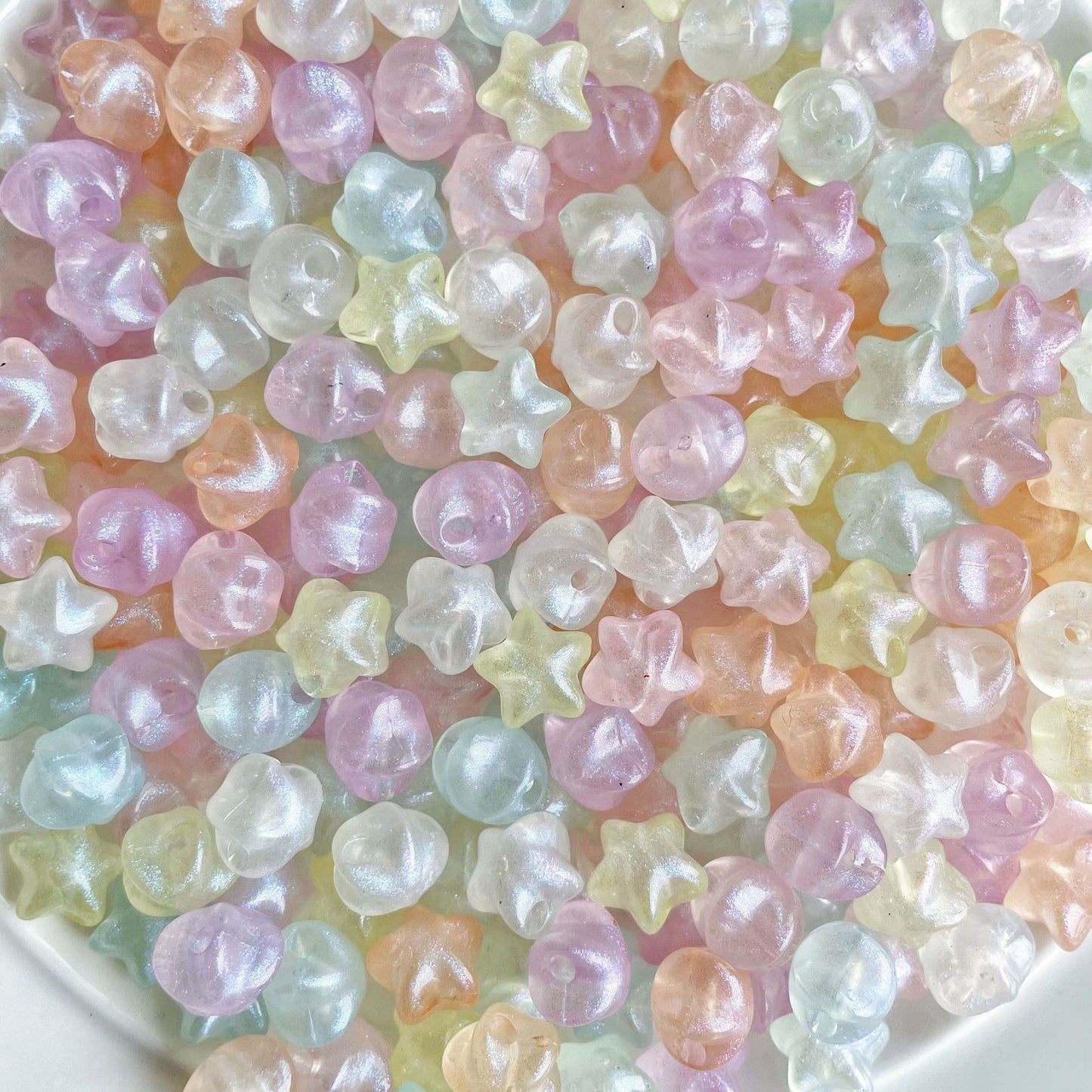 Acrylic transparent pentagram ice crack through hole beads DIY