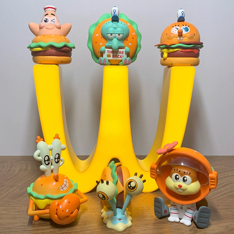 SpongeBob SquarePants Delicious Crab Burger Cartoon Cute Figure Toy Tabletop Ornament Decorative Gift