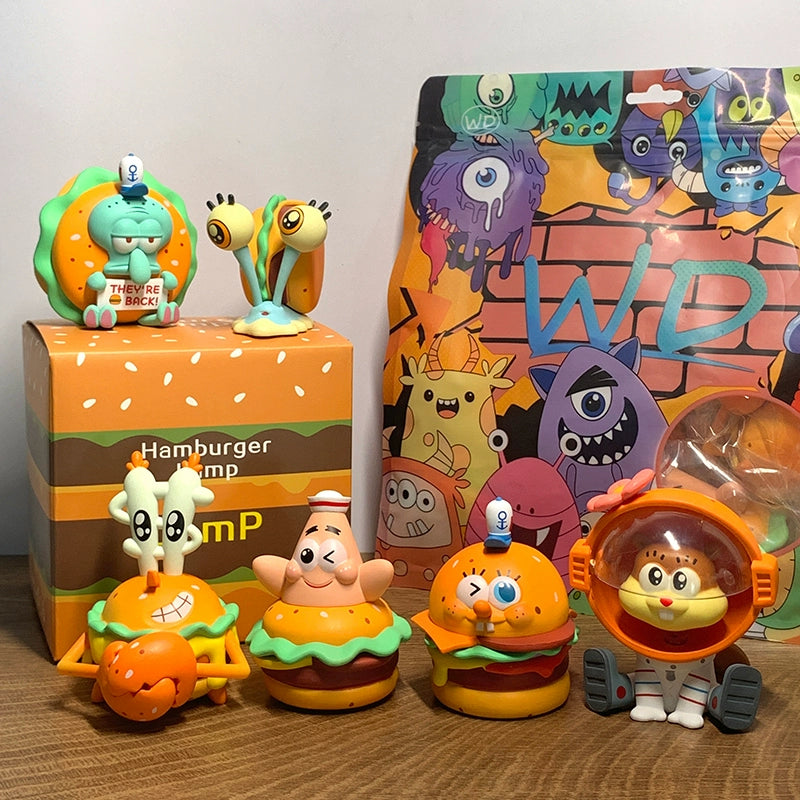 SpongeBob SquarePants Delicious Crab Burger Cartoon Cute Figure Toy Tabletop Ornament Decorative Gift