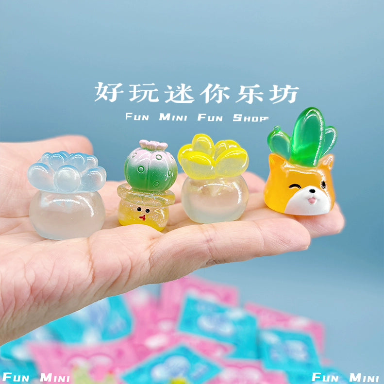 Mini luminous small plant cactus simulation potted miniature ornament