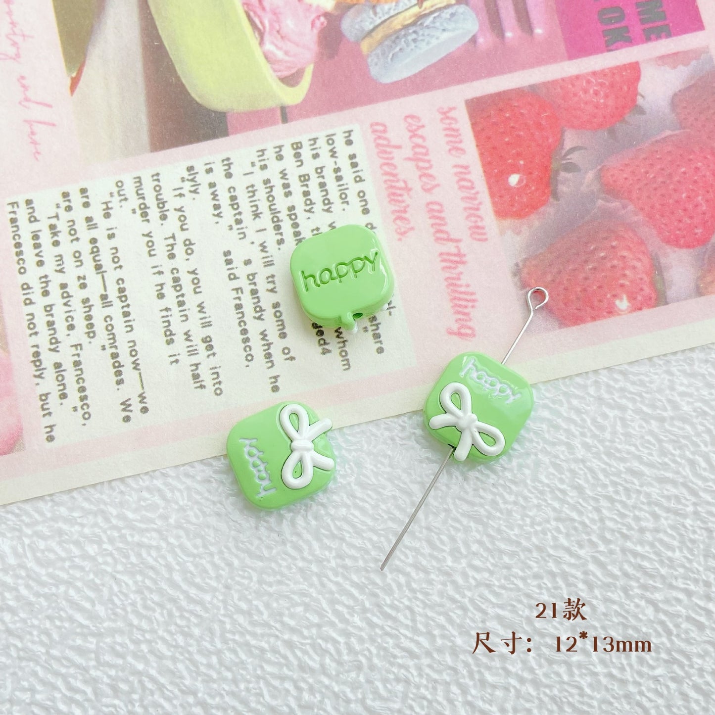 10Pcs Color Splicing Bow Alloy Letter Love Wings Kitten Gloves DIY Beaded Bracelet Mobile Phone Chain Material