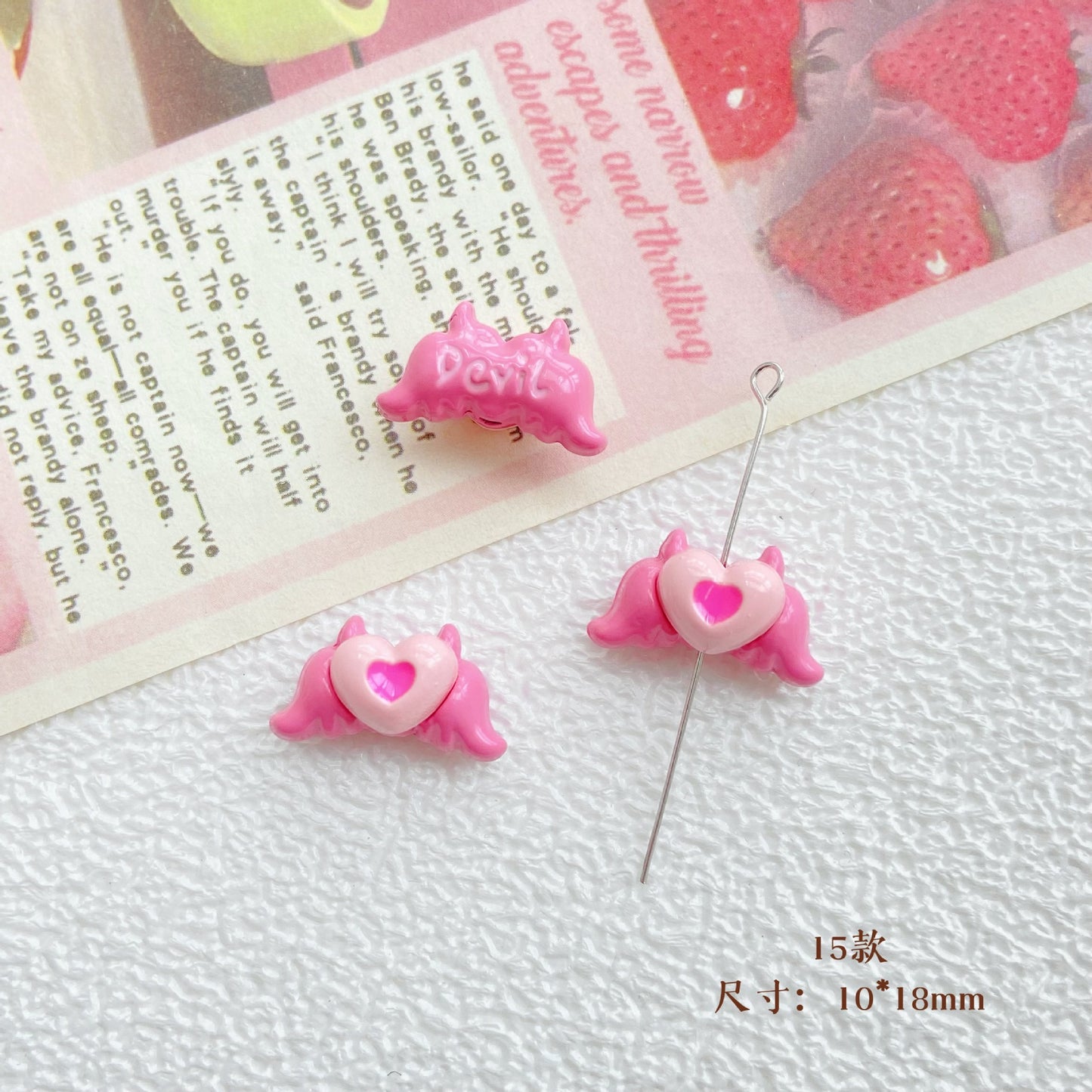10Pcs Color Splicing Bow Alloy Letter Love Wings Kitten Gloves DIY Beaded Bracelet Mobile Phone Chain Material
