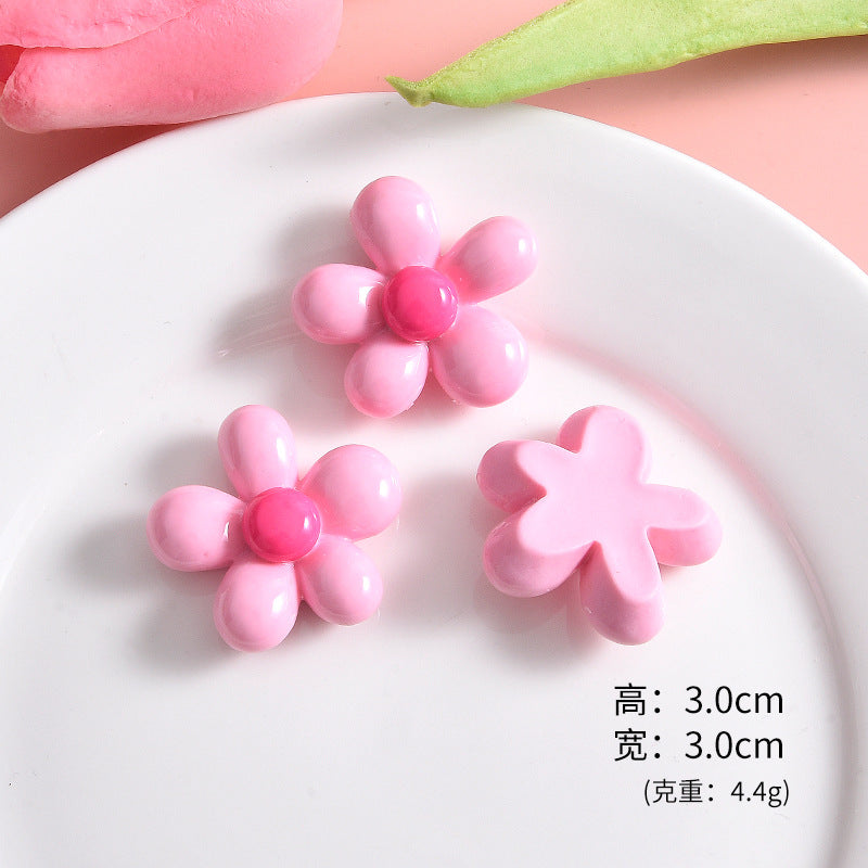 Sweet five-petal flower resin accessories, handmade DIY material