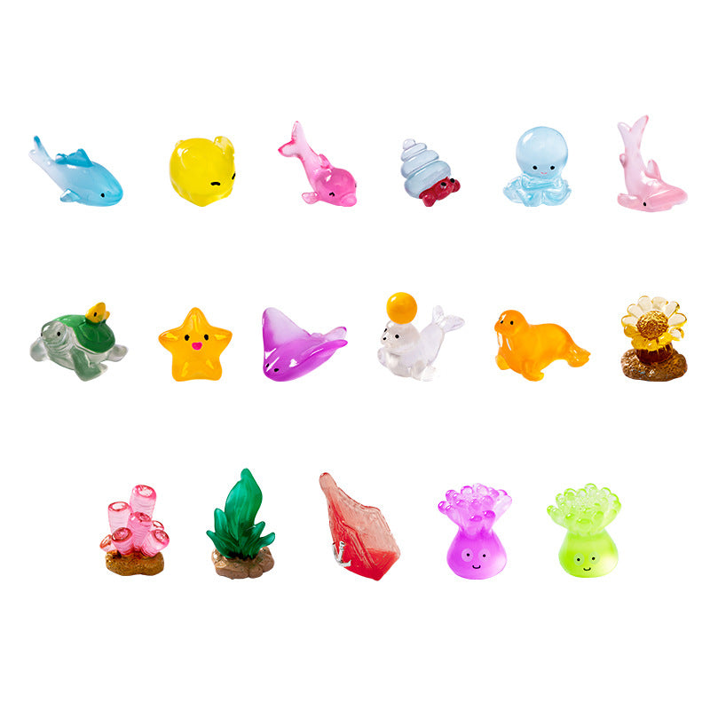 20pcs Luminous marine animal resin handicrafts aquarium fish tank small ornaments
