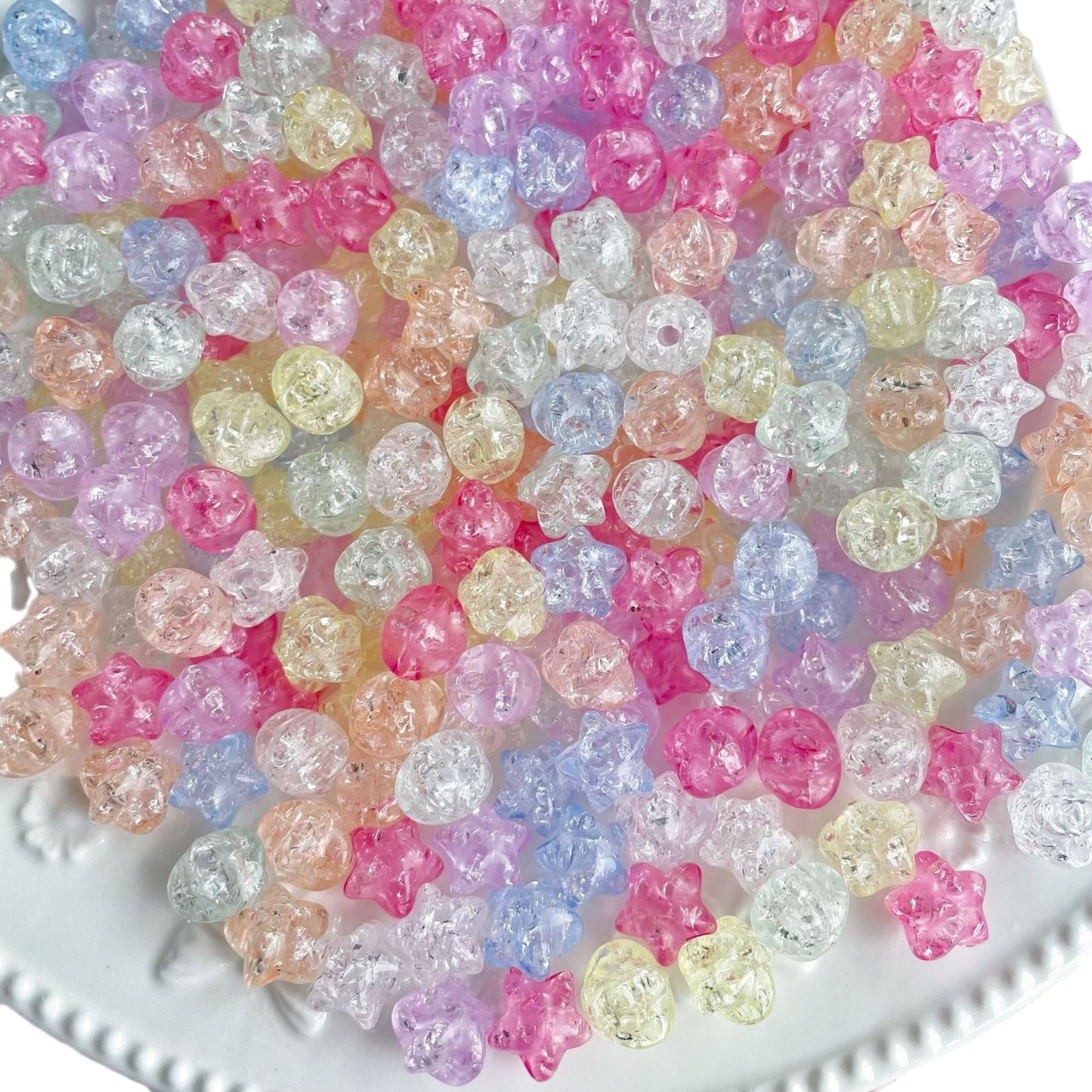 Acrylic transparent pentagram ice crack through hole beads DIY