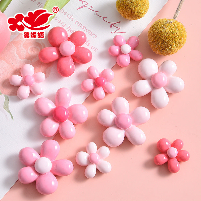 Sweet five-petal flower resin accessories, handmade DIY material