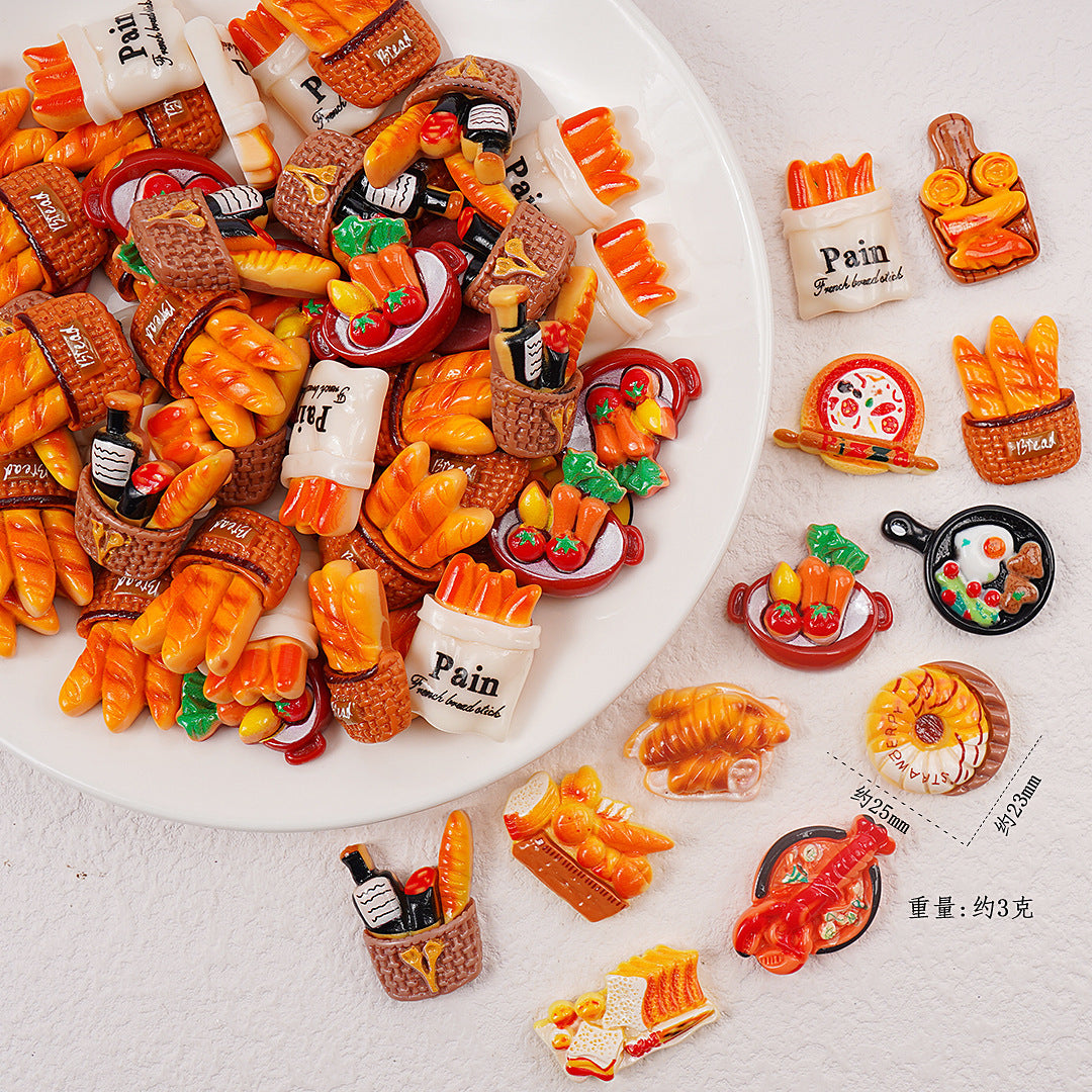 20PCS Simulated food and play miniature bread mixed DIY resin jewelry accessories toy supermarket