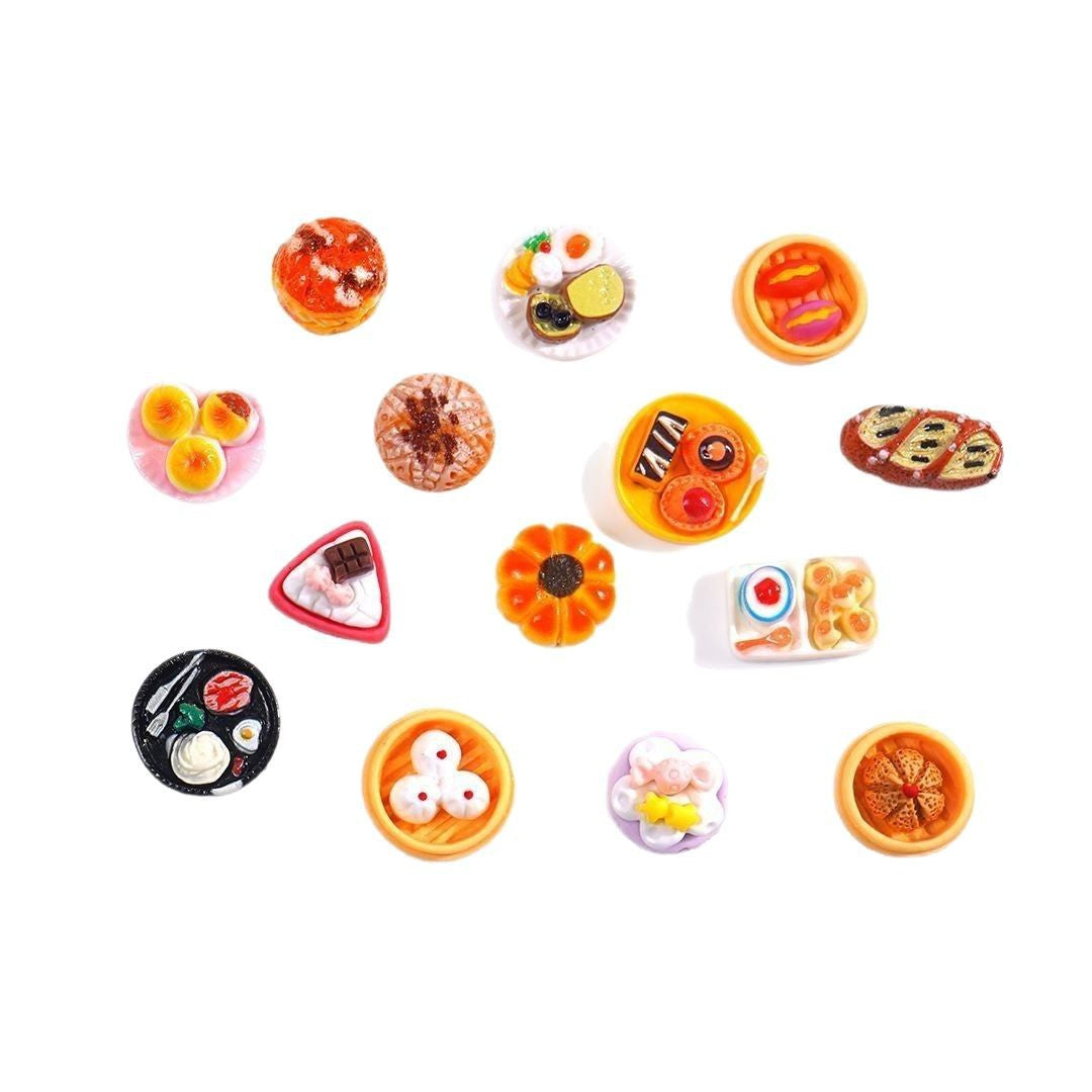 20PCS Simulated food and play miniature bread mixed DIY resin jewelry accessories toy supermarket