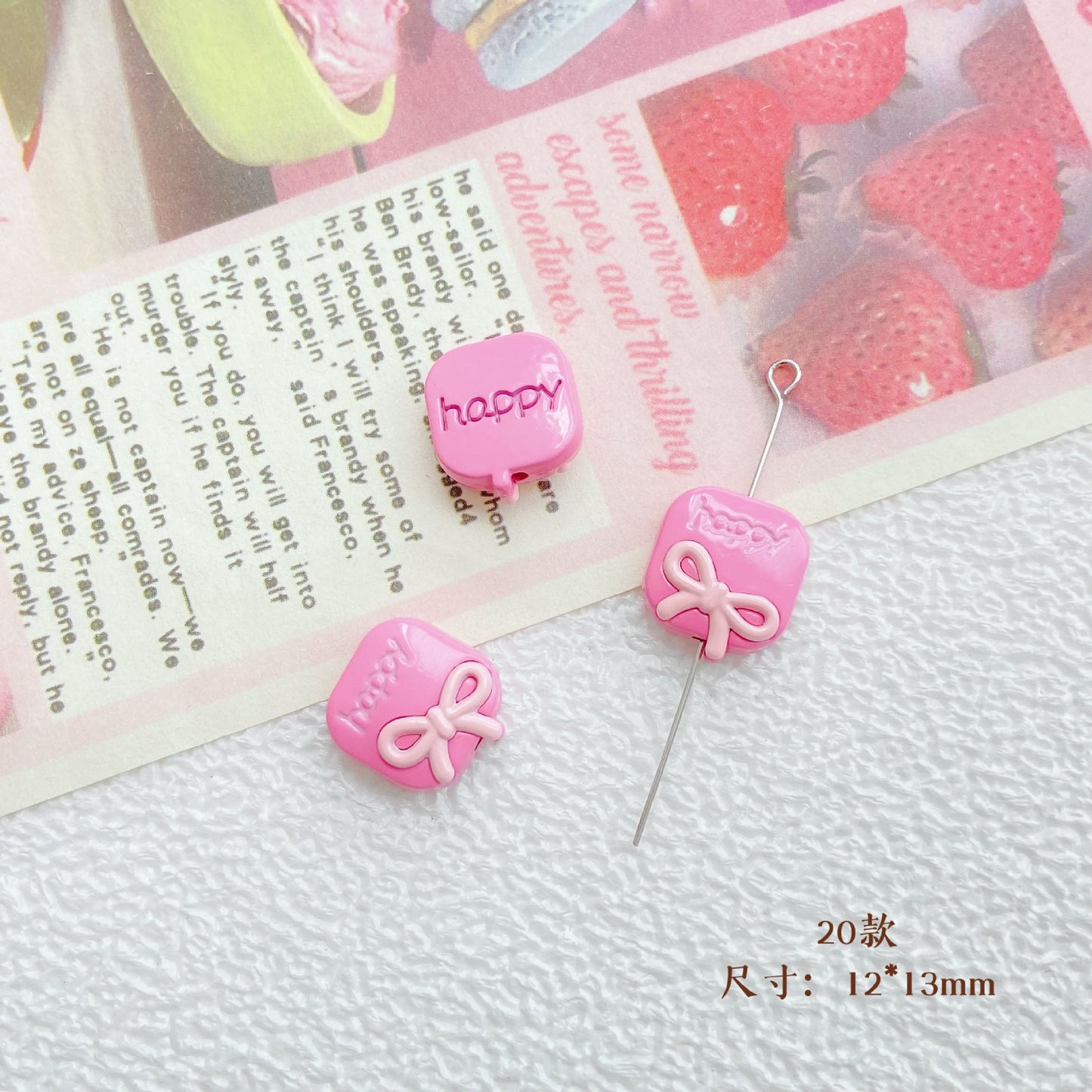 10Pcs Color Splicing Bow Alloy Letter Love Wings Kitten Gloves DIY Beaded Bracelet Mobile Phone Chain Material