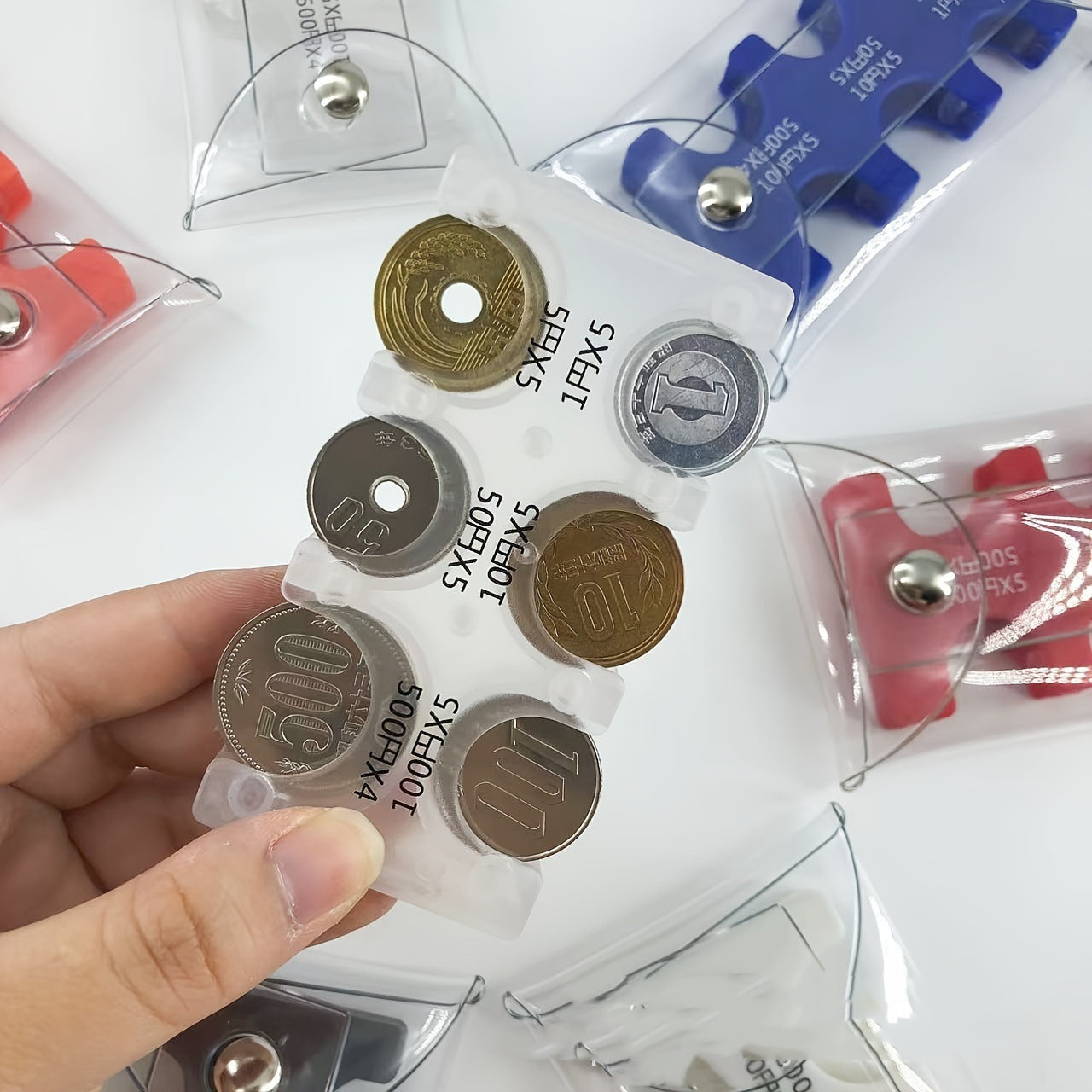 Coin Clip Change Storage Bag Portable Small Wallet Anti-Lost Clip Japanese Coin Classification Travel Transparent Card Bag