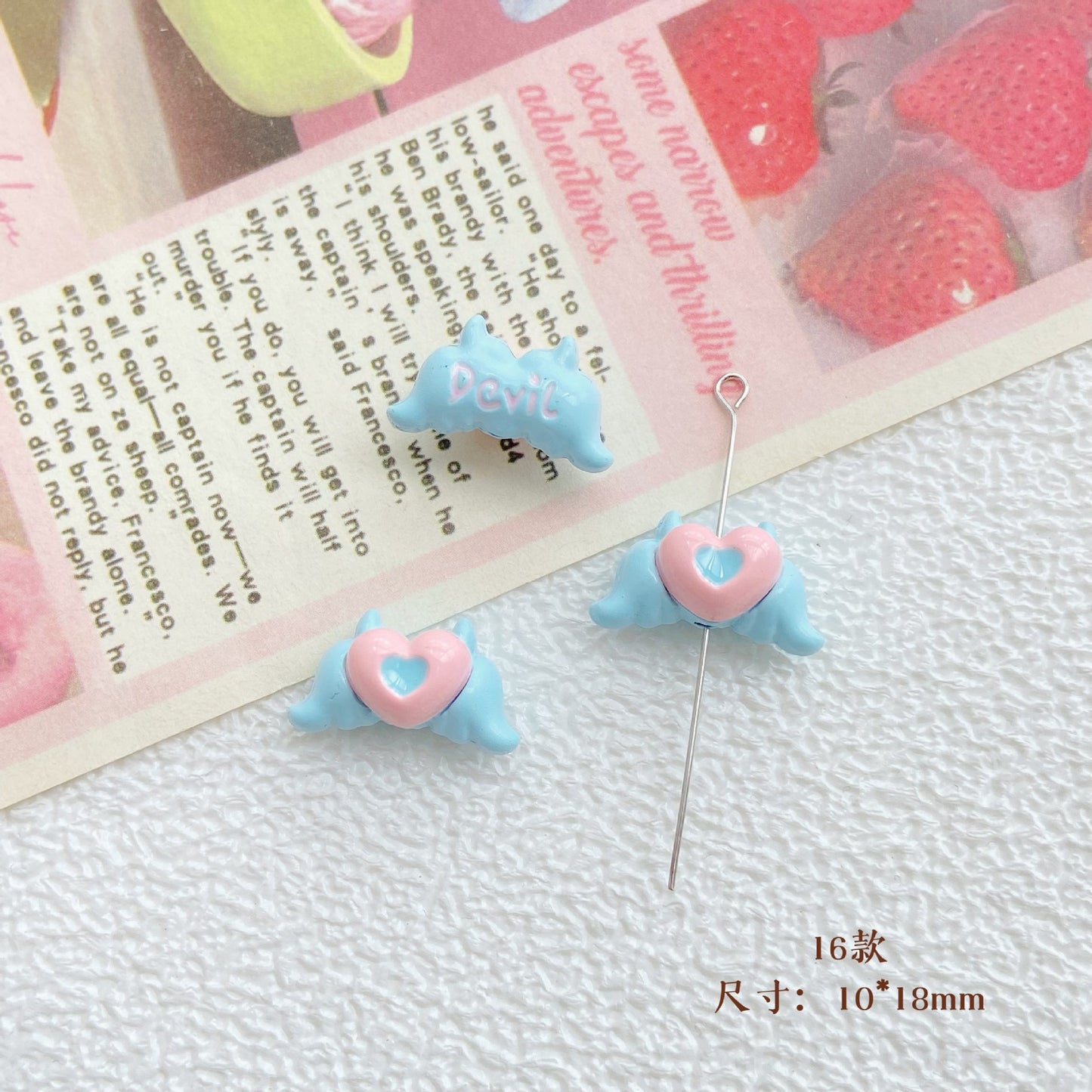 10Pcs Color Splicing Bow Alloy Letter Love Wings Kitten Gloves DIY Beaded Bracelet Mobile Phone Chain Material