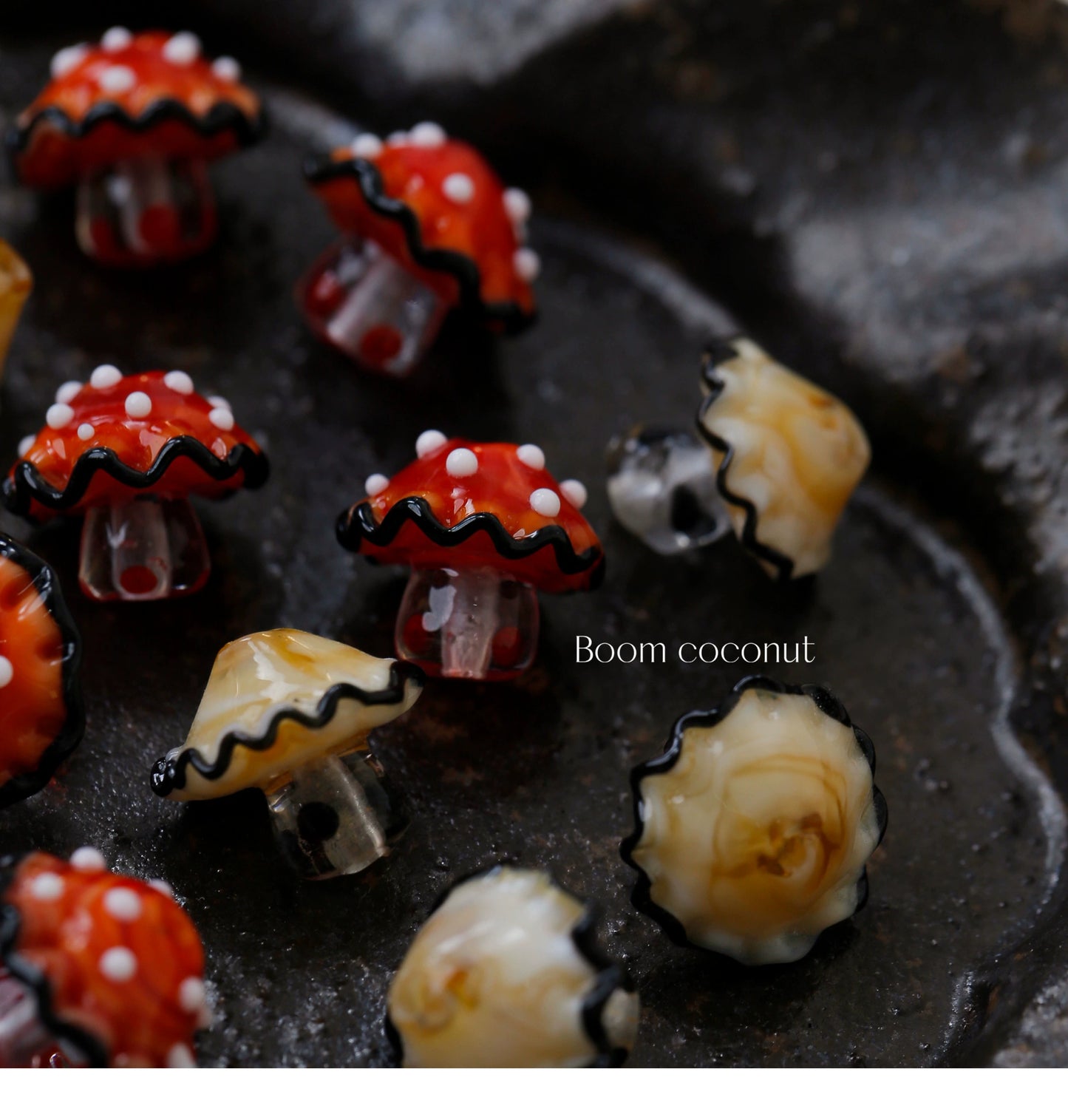 2pcs Handmade Glazed Mushroom Beads DIY Beaded Material-5821