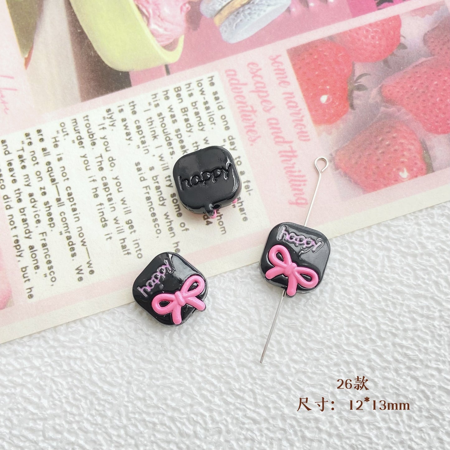 10Pcs Color Splicing Bow Alloy Letter Love Wings Kitten Gloves DIY Beaded Bracelet Mobile Phone Chain Material