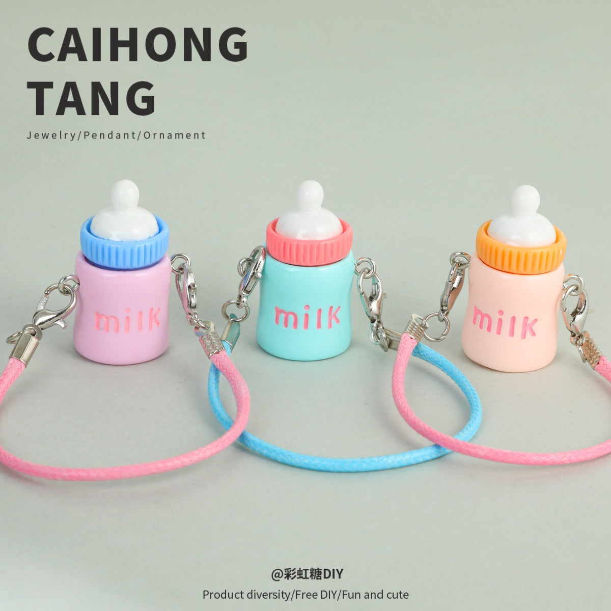 2pcs Cute Lanyard Bottle Resin Creative Cotton Keychain Pendant.