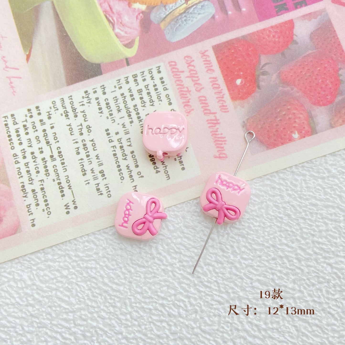 10Pcs Color Splicing Bow Alloy Letter Love Wings Kitten Gloves DIY Beaded Bracelet Mobile Phone Chain Material