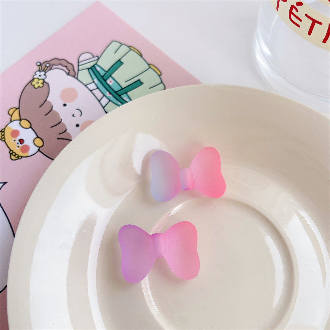 12pcs/ Acrylic Three-dimensional Two-color Rubber Bow DIY Handmade Cream Glue Accessories Mobile Phone Case Hairpin Accessories