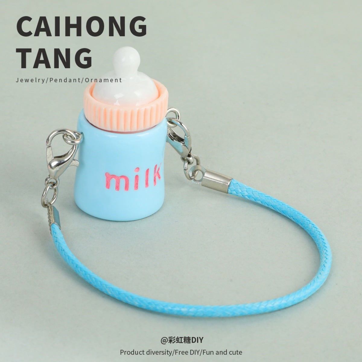 2pcs Cute Lanyard Bottle Resin Creative Cotton Keychain Pendant.