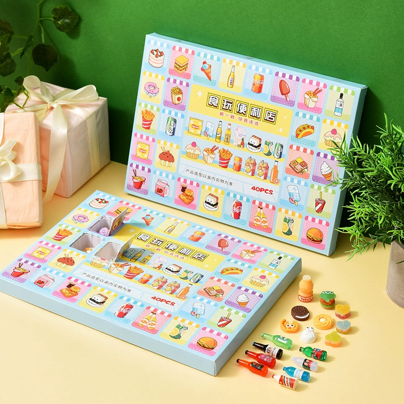 40 Simulated Food and Play Blind Boxes, Mini Miniature Bottles, Luminous Resin Gifts.