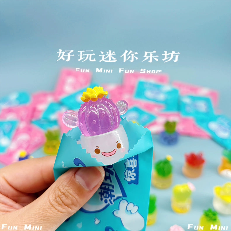 Mini luminous small plant cactus simulation potted miniature ornament