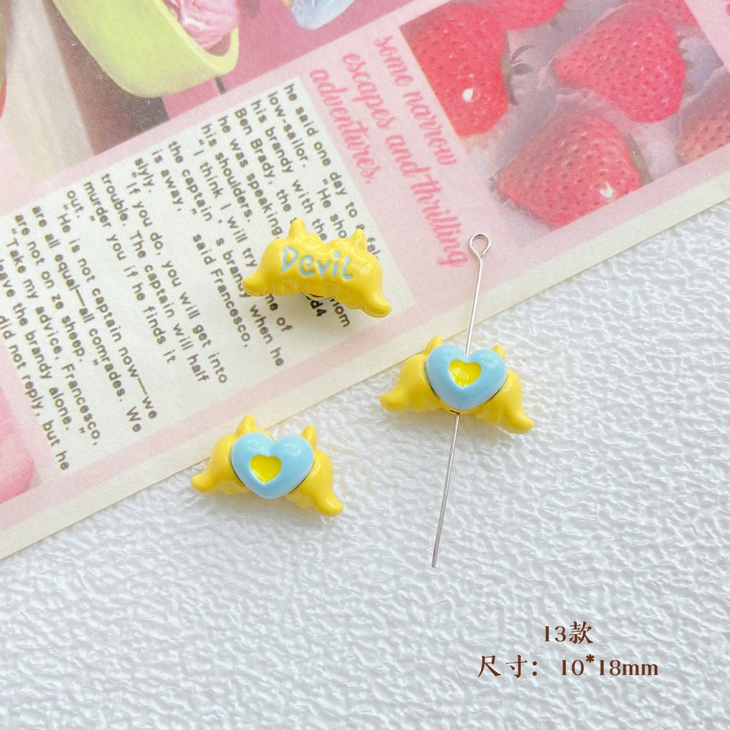 10Pcs Color Splicing Bow Alloy Letter Love Wings Kitten Gloves DIY Beaded Bracelet Mobile Phone Chain Material