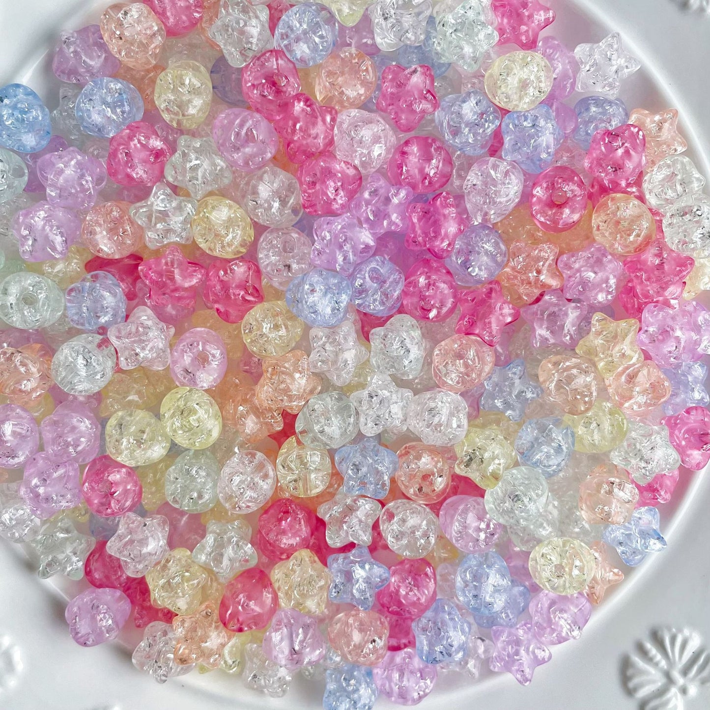 Acrylic transparent pentagram ice crack through hole beads DIY