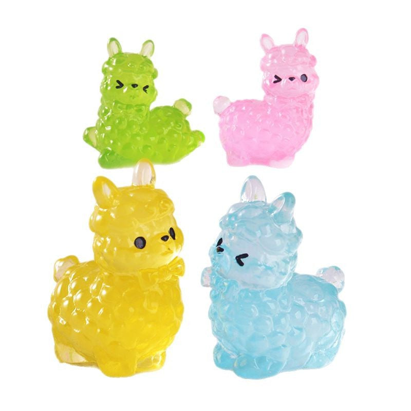 12pcs Cute Cartoon Alpaca Ornament Luminous Ornament