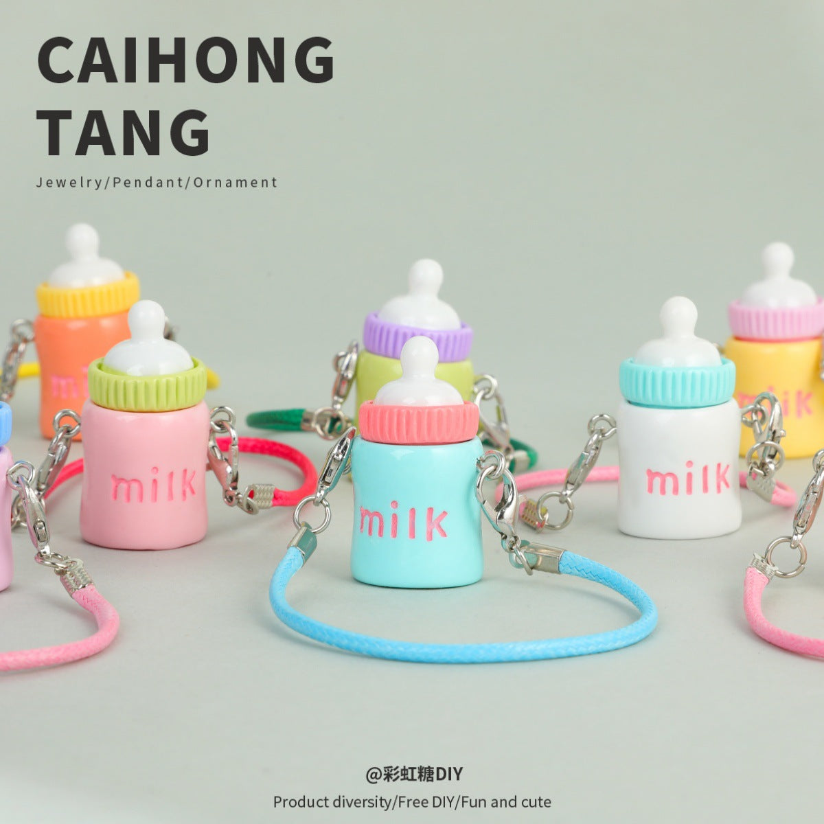 2pcs Cute Lanyard Bottle Resin Creative Cotton Keychain Pendant.