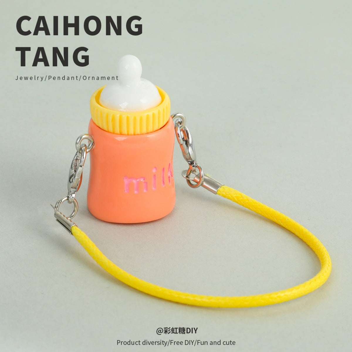 2pcs Cute Lanyard Bottle Resin Creative Cotton Keychain Pendant.