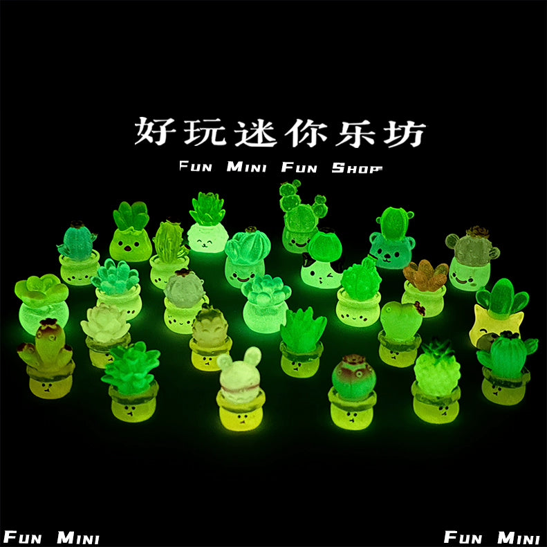 Mini luminous small plant cactus simulation potted miniature ornament